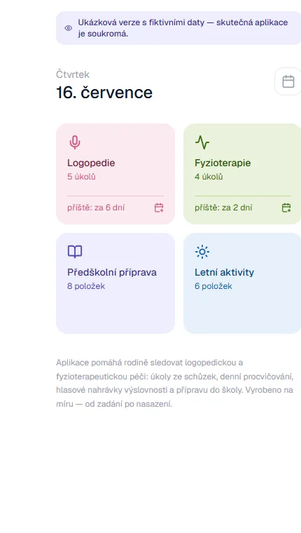 Aplikace Matýsek — ukázková verze